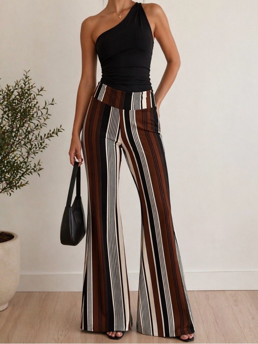 ❌SOLD❌ Striped Flare Pants 🌿 High Waisted Palazzo Boho Wide Leg | Size M